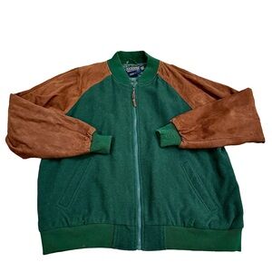 vintage duckster wool & leather varsity bomber jacket xl